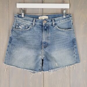 Current/Elliott Denim Shorts Womens 26 Blue Raw Hem High Rise Distressed